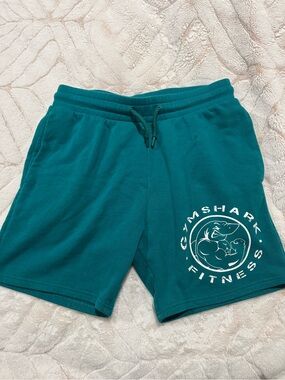 Gymshark Men’s Teal Green Athletic Shorts with White Logo
